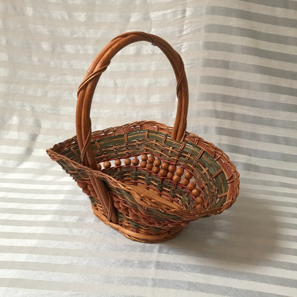 Multi-colored/textured 14" high Wicker Basket